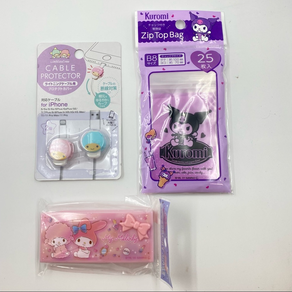Sanrio Little Twin Stars My‎ Melody Kuromi zip top bag cable protector case